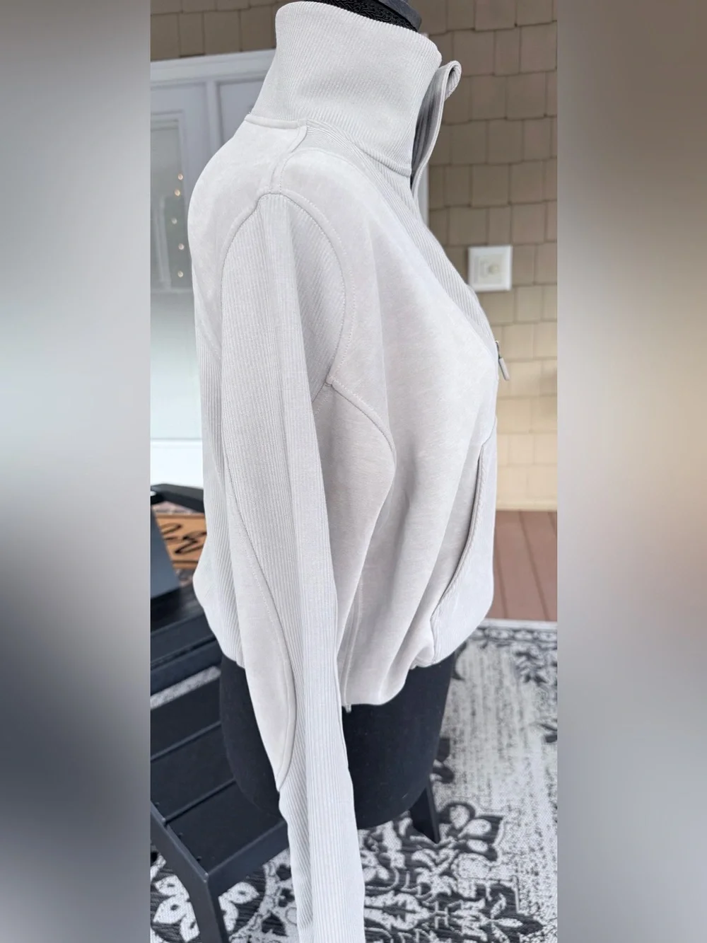 Lululemon Brushed Softstreme Ribbed Half Zip Riverstone Size 2